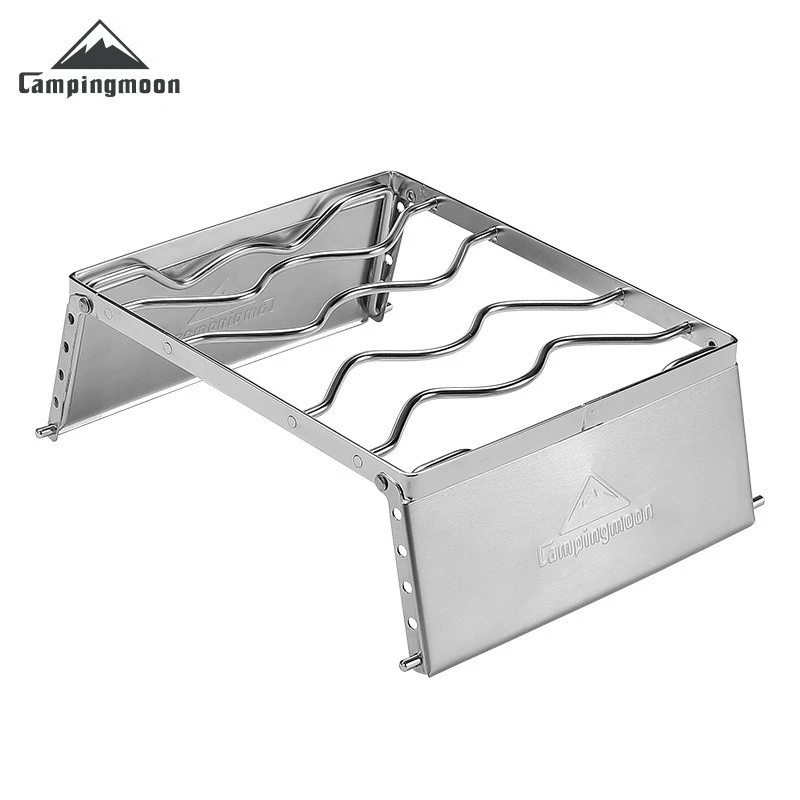 

CAMPINGMOON MS-1018S Многофункциональная складная подставка-сетка из нержавеющей стали для кемпинга, ветрозащитная, для барбекю