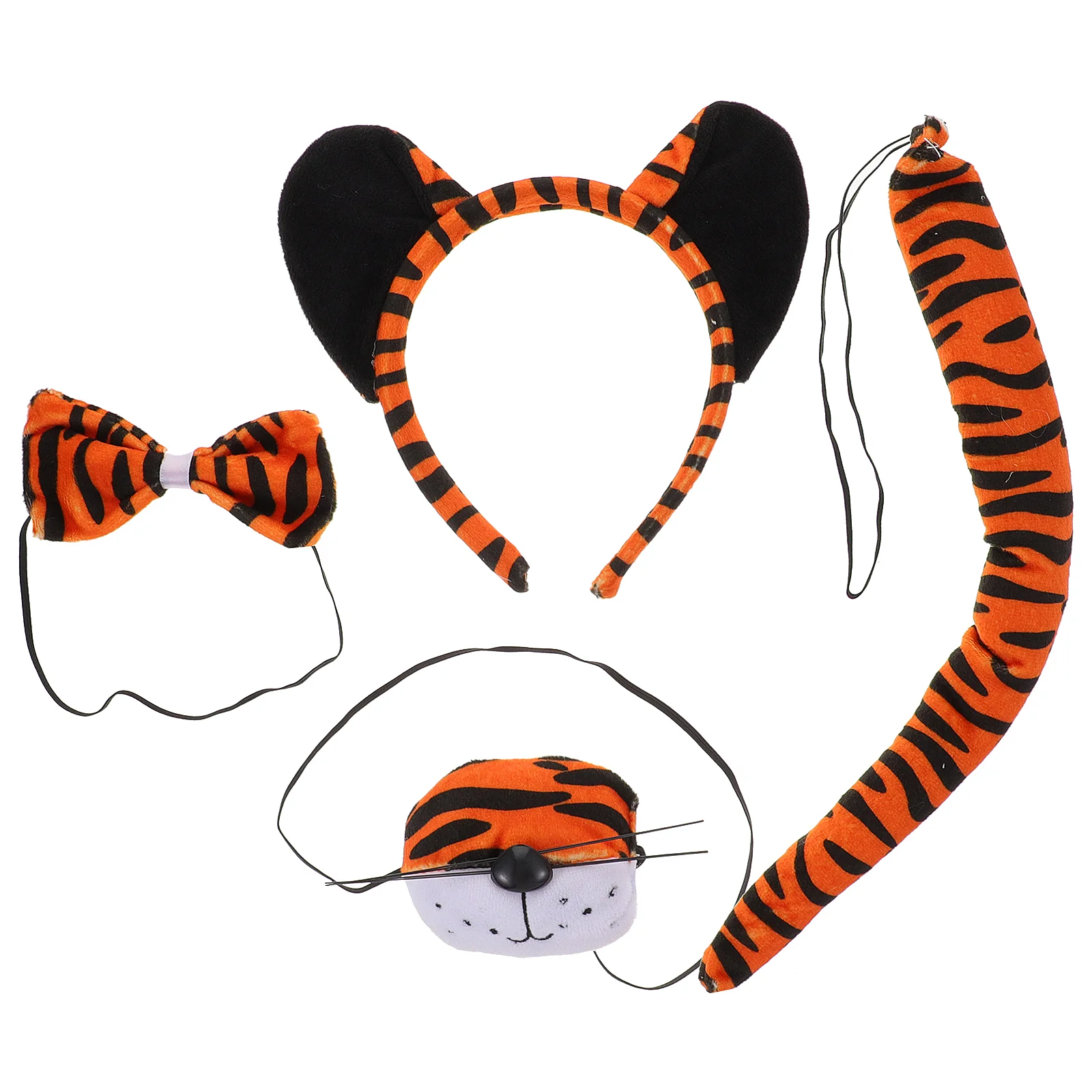 

1 Set of Tiger Cosplay Headband Nose Tail Bow Tie Kit Stage Performance Tiger Kit Cosplay Tiger Accessories