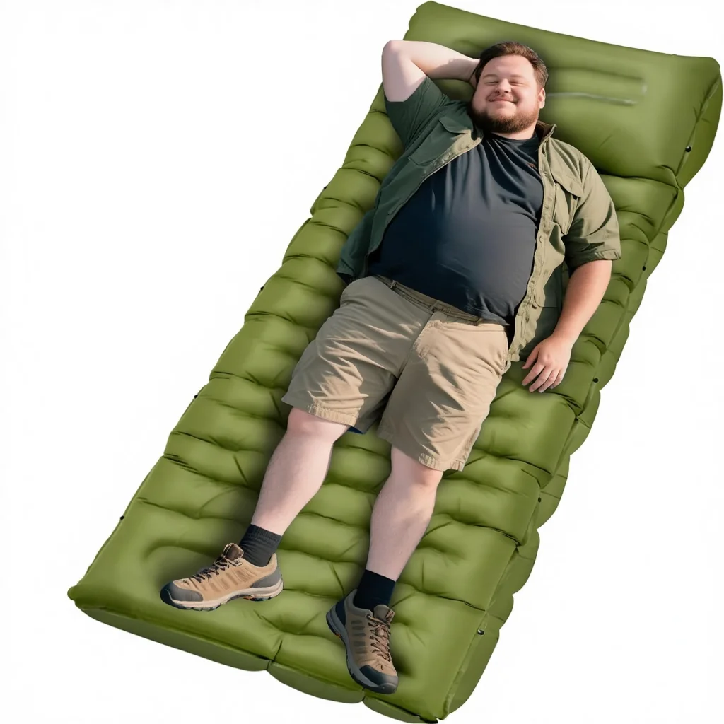 

Ultralight Waterproof TPU Pure Polyester Fiber Air Sleeping Pad Extra Thick Built-in Foot Pump Inflatable Camping Mattress