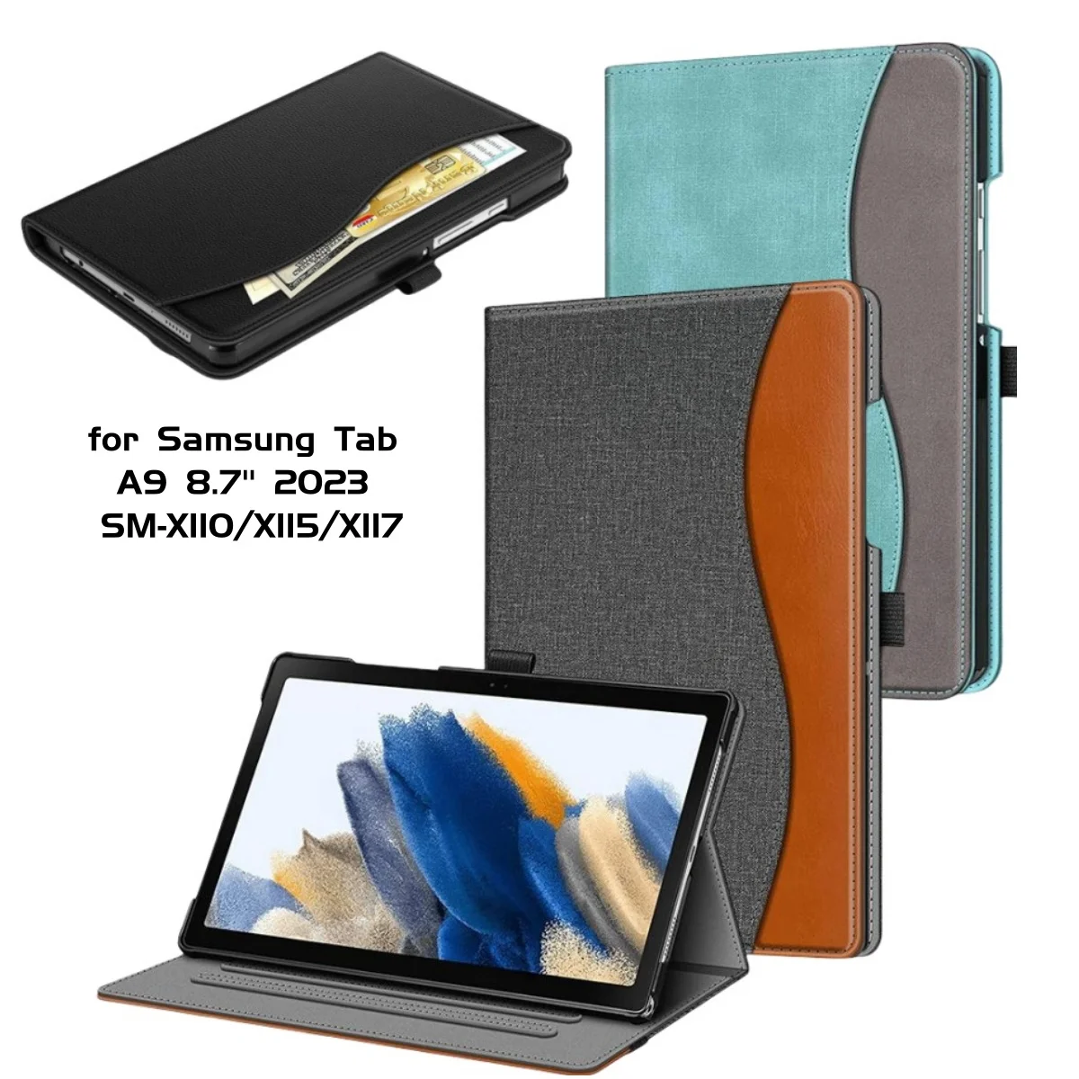 

Smart Cover for Samsung Galaxy Tab A9 Lite 8.7" Tablet Case 2023 SM-X110/X115/X117 Multi-Angle Stand Protect Shell with Pocket