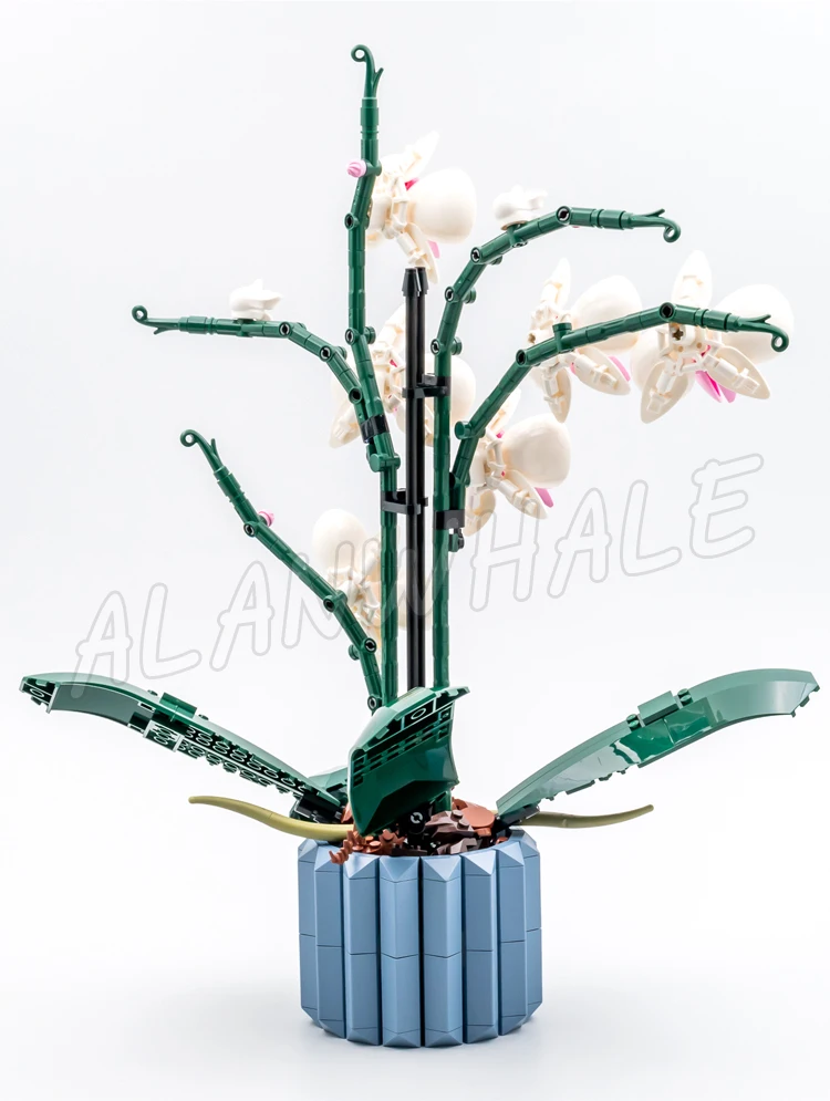 711pcs Creative Expert Orchid Plant Decor Bouquet Botanical Collection 10113 Building Blocks Sets Compatible With Model