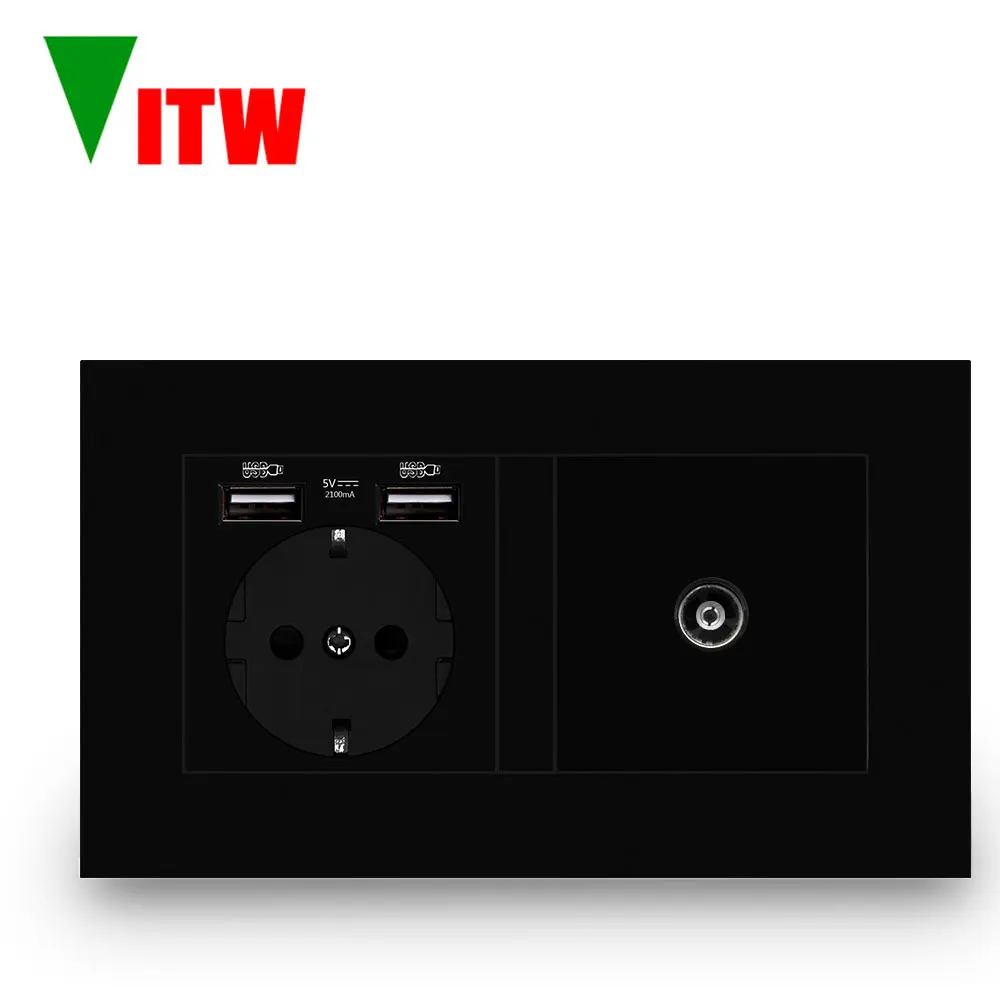 

Настенная розетка для телевизора Vitw 16A, кабельный интерфейс для кабельного замкнутого телевидения, USB-розетка стандарта ЕС 146 мм X 86 мм