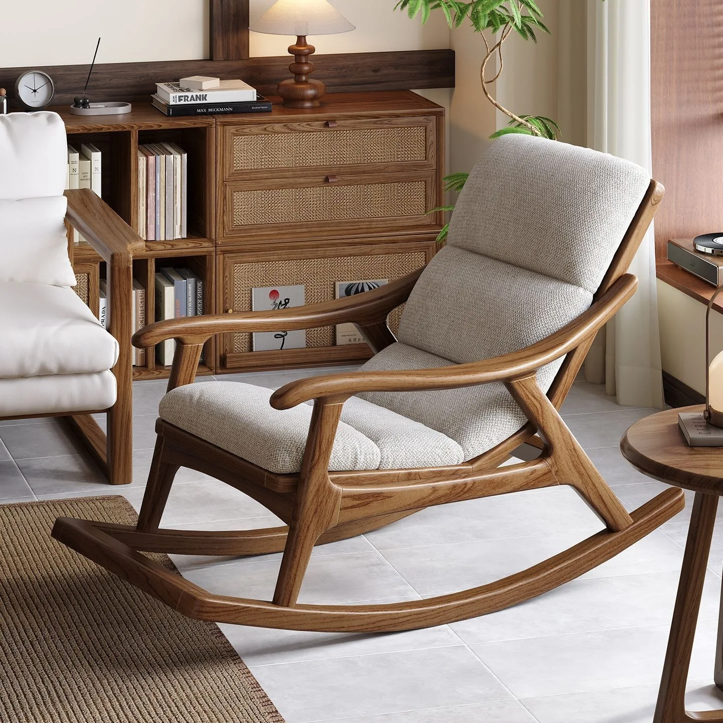 Rocking chair All solid wood rocking chair Comfortable leisurer Elderly chair Cherry wood rocking Lunch break Single
