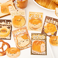 30 Sheets Bread Story Self-Adhesive Note Pad Creative Cute Toast Bread Fruits N Times Posted Student Writable Memo