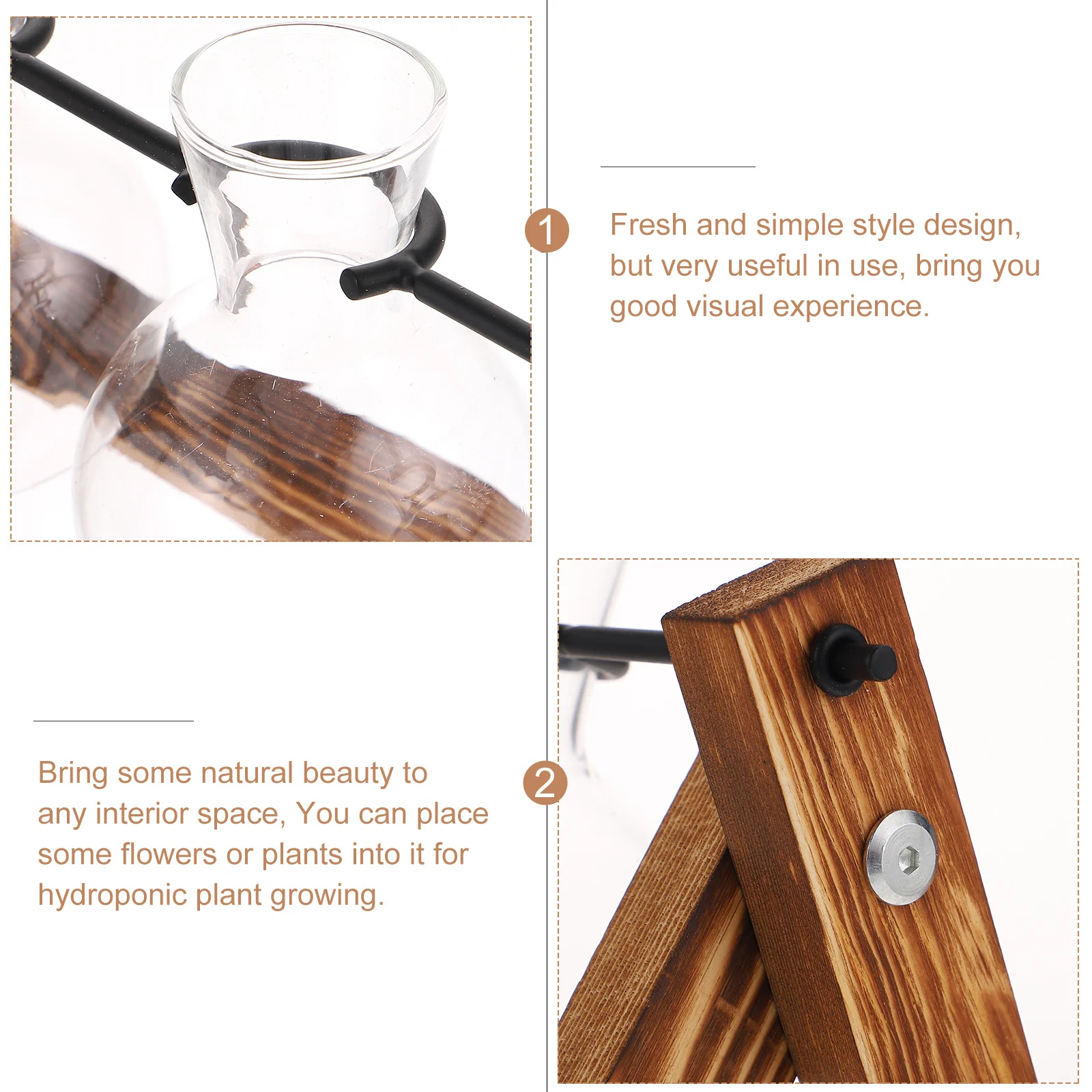 

1 Set Glass Bulb Vase Terrarium Propagation Station For Hydroponic Plants Desktop Decor Water Plant Planter Transparent Swivel