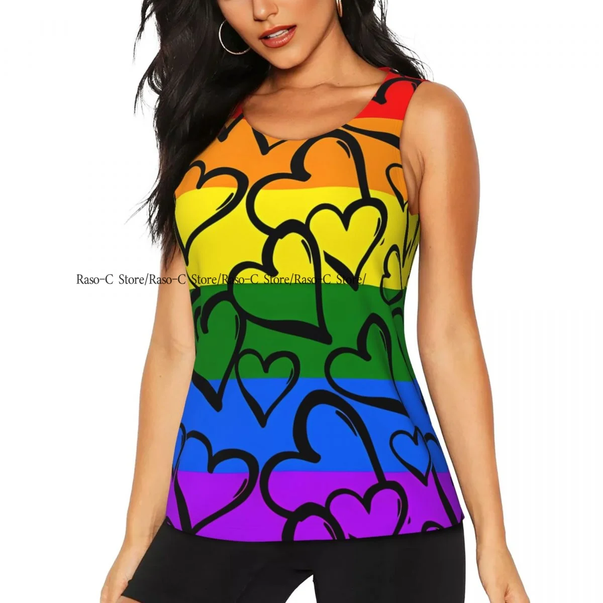 Women's Sleeveless Yoga Tank Top Gay Pride Rainbow Pattern Quick Dry Running Training Sports Vest Yoga Shirts