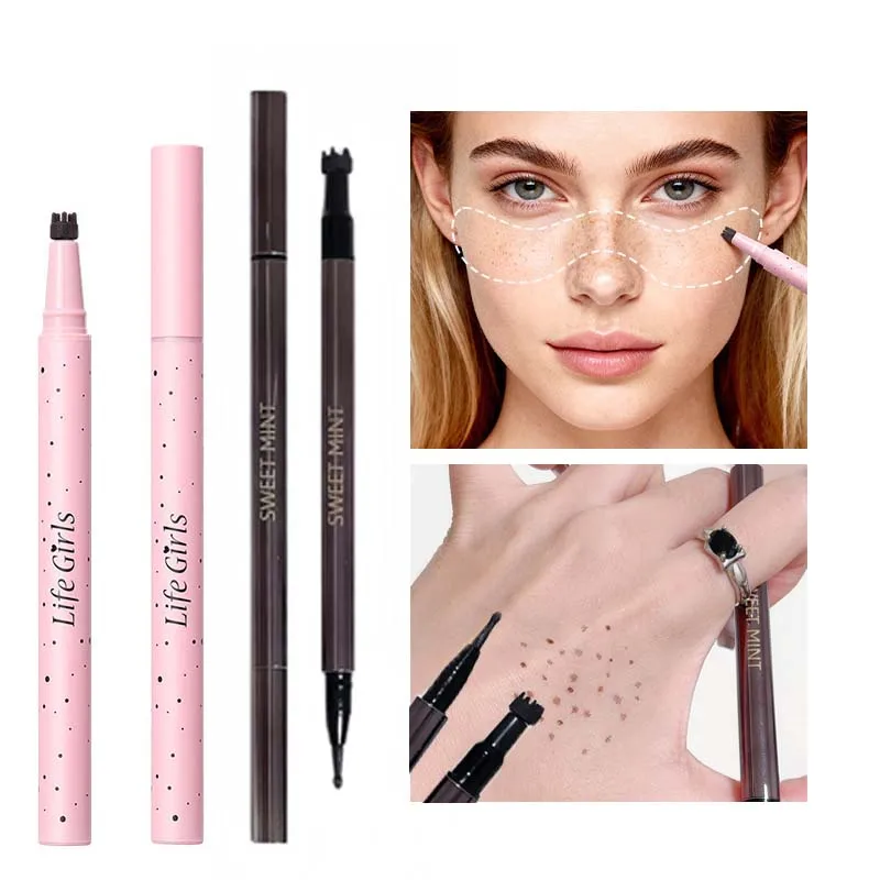 Natural Simulation Freckle Stamping Pen Lasting Waterproof Brown Rich Colors Freckles Mole Makeup Pen Spot Pen Drawing Freckles