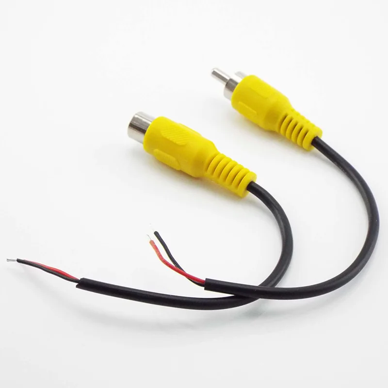 15cm 2pin Car Rca Female / Male Audio Cable Av Single Video Stereo connector extension wire lead diy repair wire