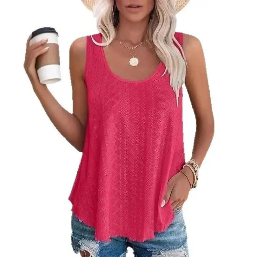 

Women's round Neck Sleeveless T-shirt Jacket Loose Fit Spring Summer New Style from Europe And the United States