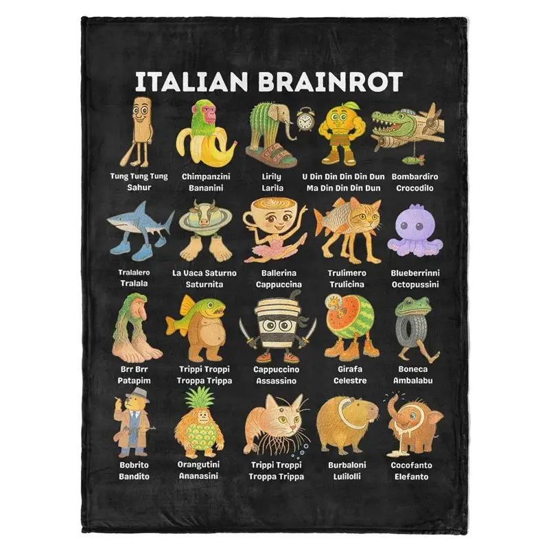 

Gaslight Gatekeep Girlboss Italian Brainrot Character Throw Blanket for Women Men Girls Boys Kids Pets Dogs Cats Couch Sofa