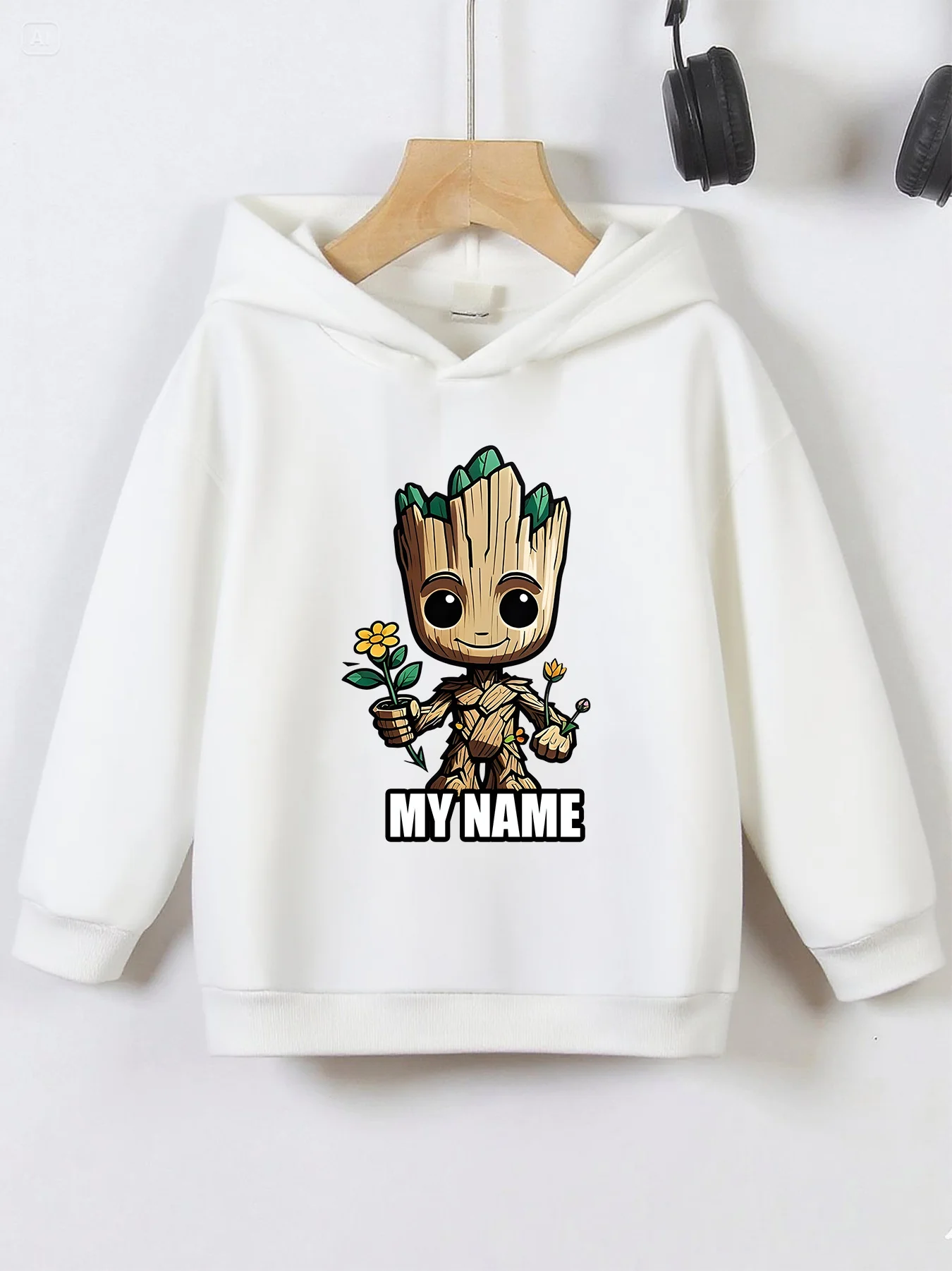 سترة بغطاء للرأس من MINISO Groot - لطيفة من Groot تحمل نمط زهرة، وأسلوب طازج ولطيف، مثالية للسفر في الربيع والترفيه #4