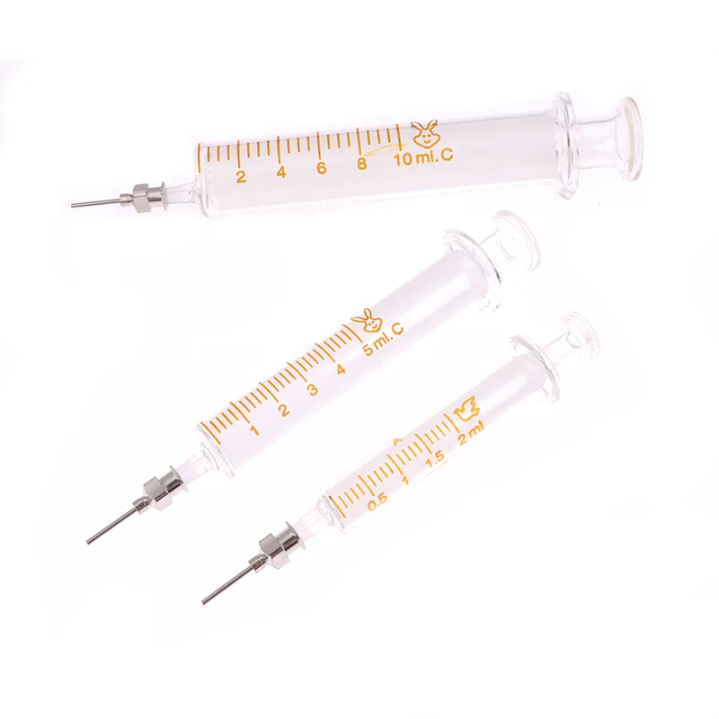 2ml 5ml 10ml Glass Syringe Mobile Phone Repair Special Welding Oil Welding Container Syringe Metal Needle Syringe