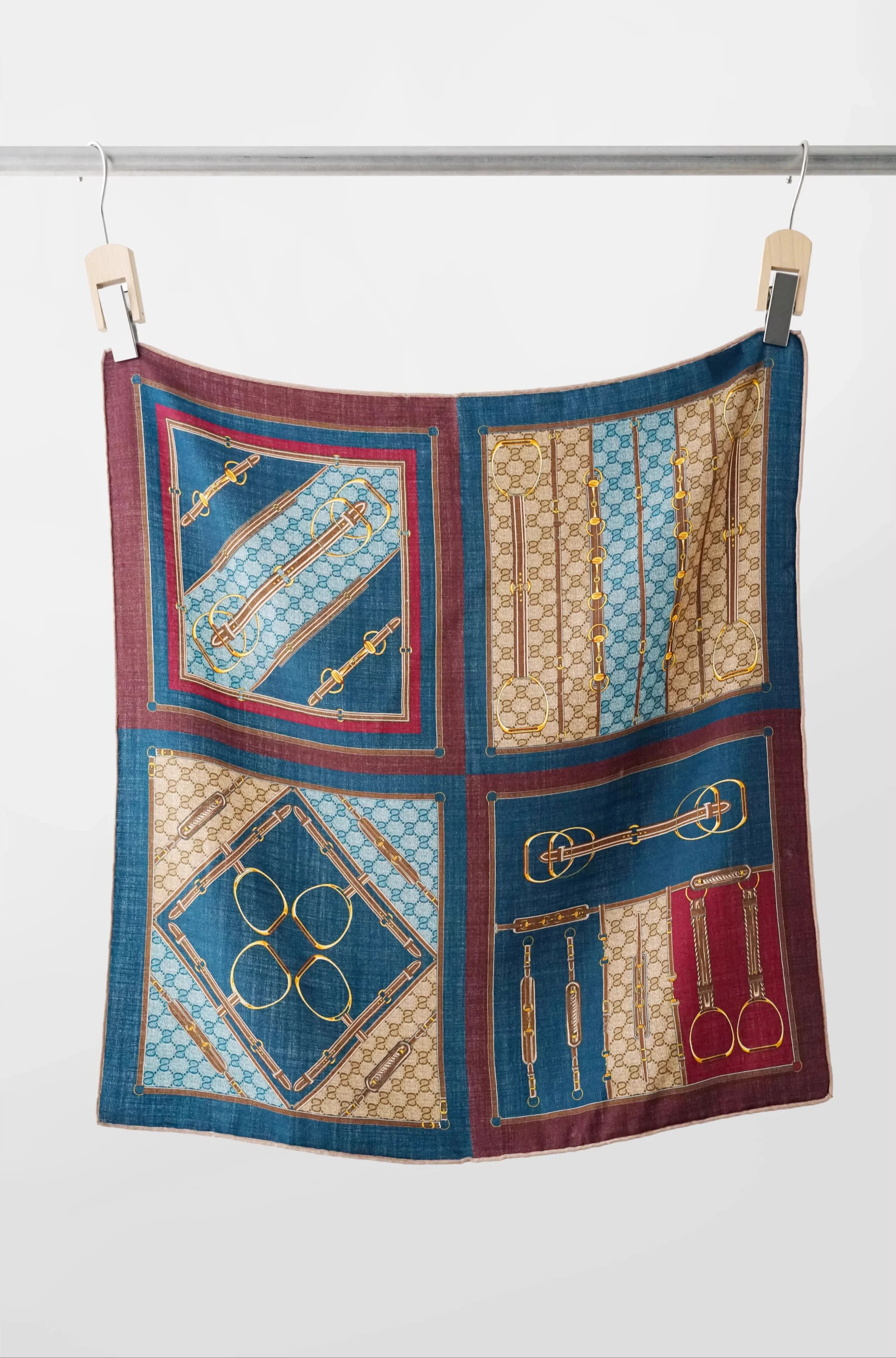 

Two Sided Saddle Print Designer Wool Silk Scarf Women Hand Rollerd Edges Shawls Scarves Bandana Hair Neck Bag Accessories 65cm