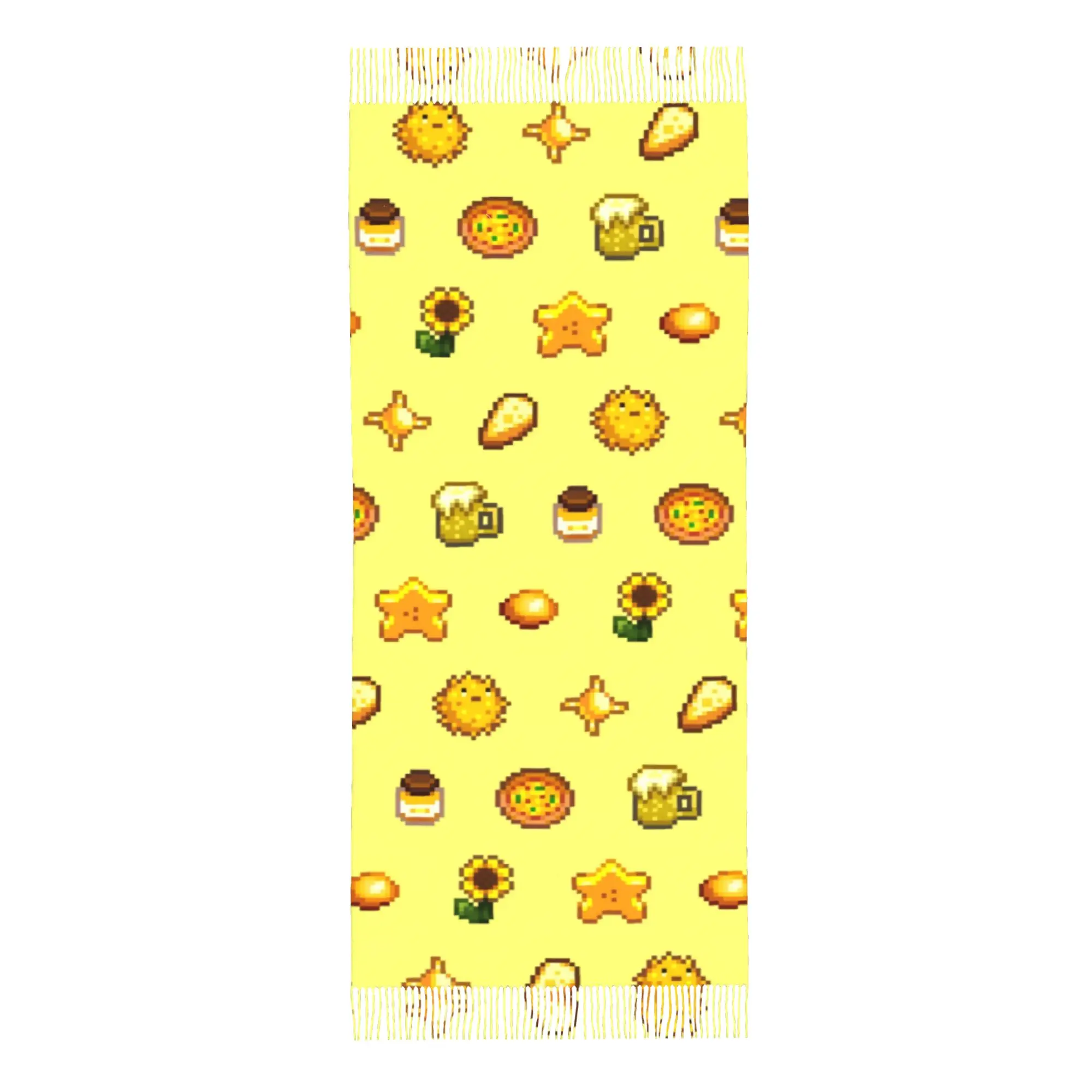 Yellow Summer HarvestTassel Scarf Stardew Valley Cold Day Large Thermal Gift Tassel Scarf