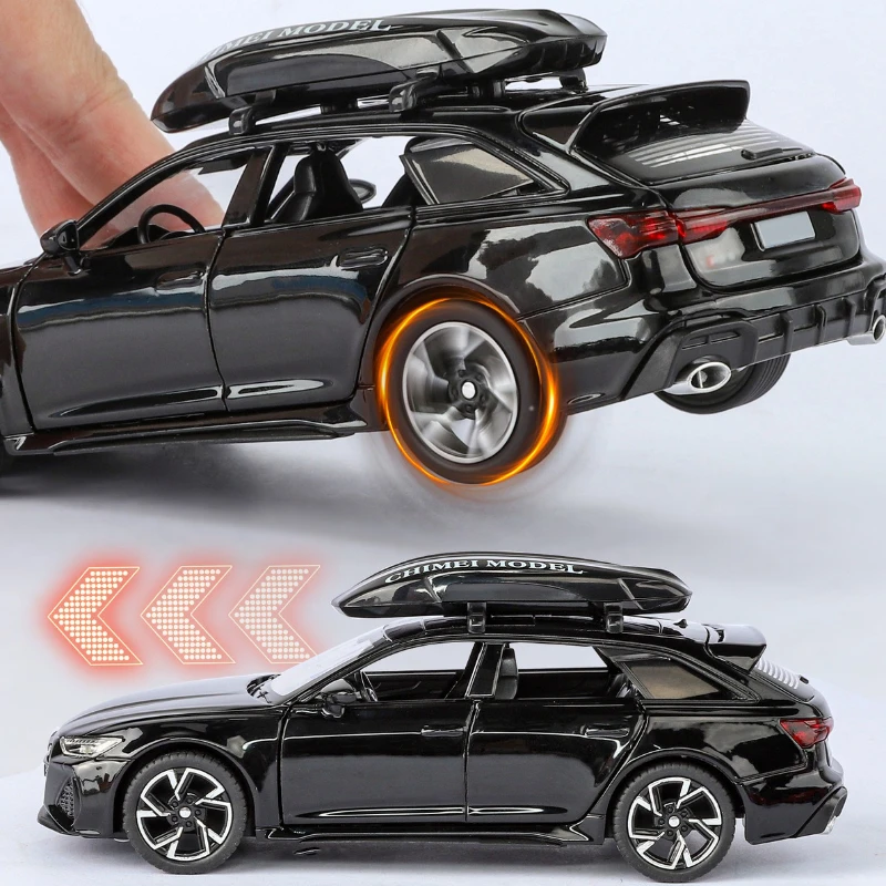 1:32 RS6ステーションワゴン合金ダイキャストシミュレーションモデルカーおもちゃ、サウンドとライト付きプルバックおもちゃ、子供向けギフト