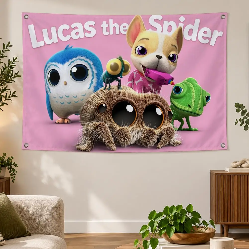 Cartoon L-Lucas The Spider Flags Banner Decor for Bedroom,Garden,Party,Club,Gaming Room,Indoor Outdoor