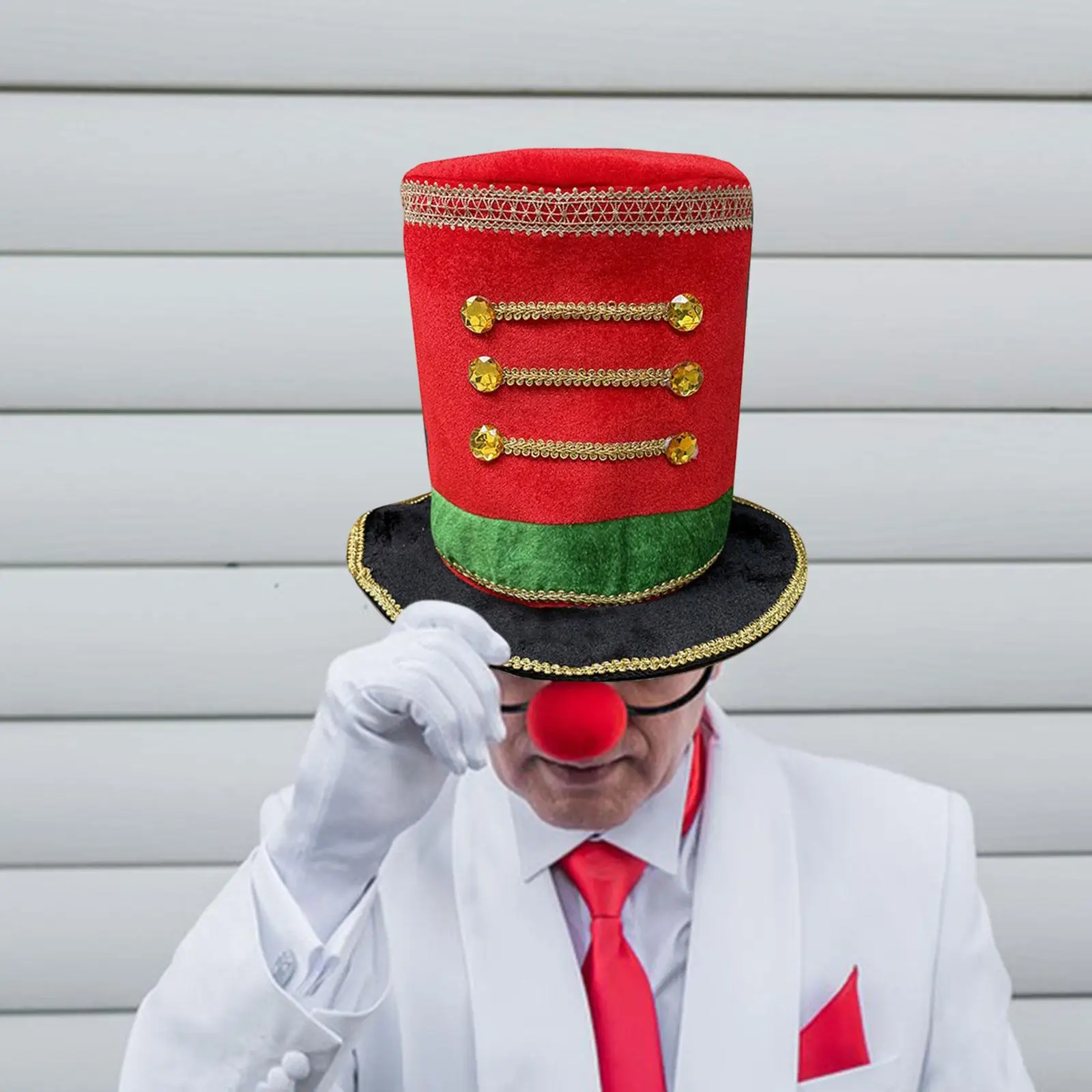 Circus Coachman Hat Classic Decorative Buttons Top Hat Dress up Wearable Gifts for Celebrations Role Playing Christmas Dress Hat