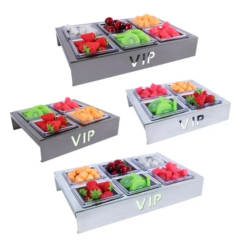 Bar KTV special luminous stainless steel compartment snack plate fruit plate VIP snack snack storage platter fruit plate