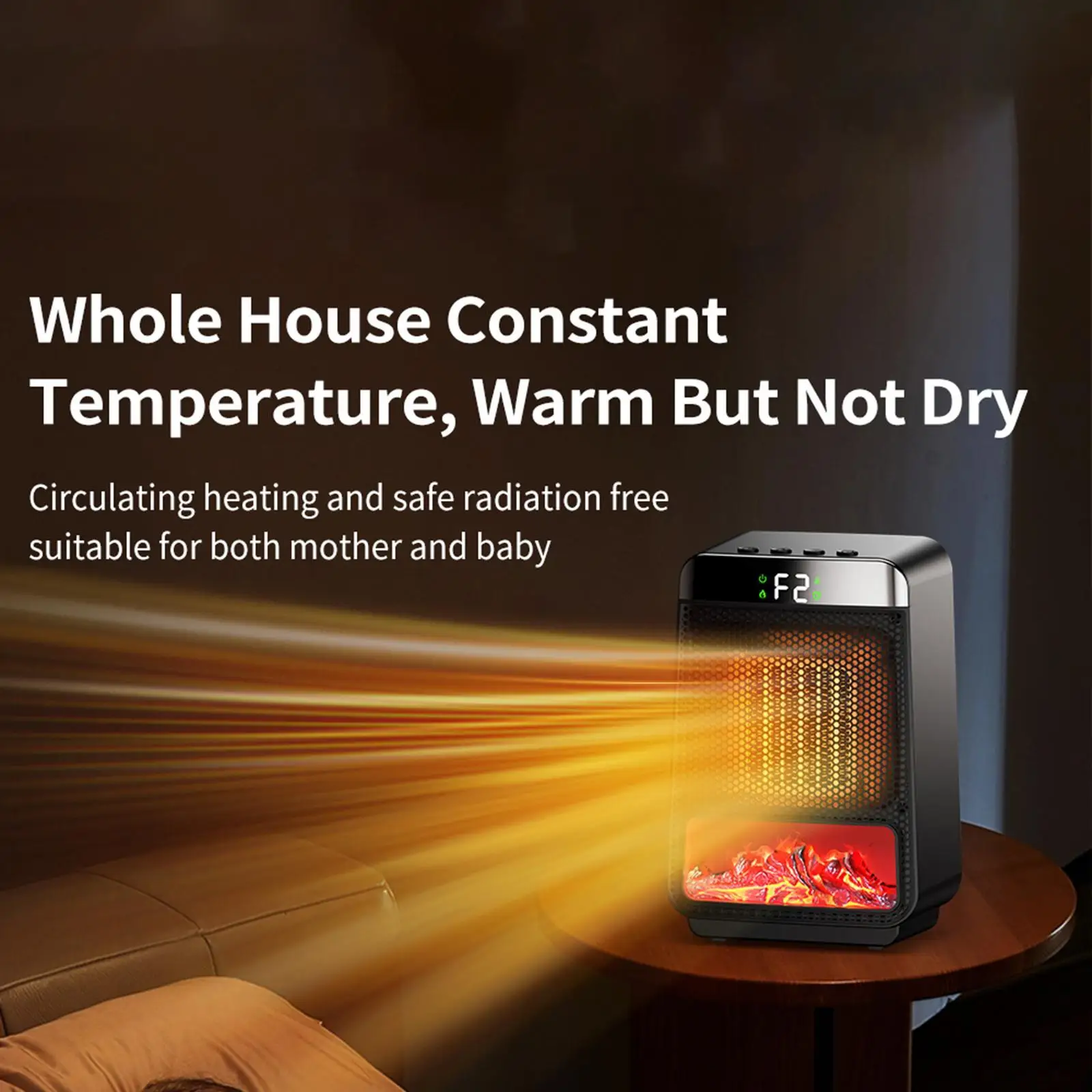 

Электрический каминный обогреватель, аксессуары для обогревателя с орнаментом на ручке, 2-уровневый регулируемый домашний декор для рабочего стола, дома, спальни