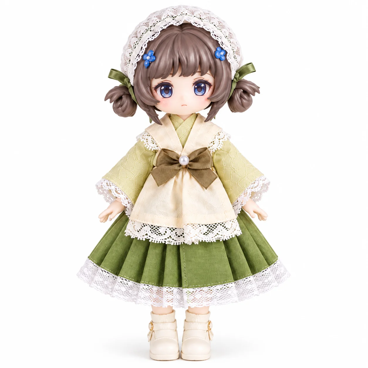 Green Spring Japanese Style Kimono Outfit Set for 1/6 BJD Dolls Blythe OB24 Compatible Spring Summer Autumn Doll Clothes Accesso