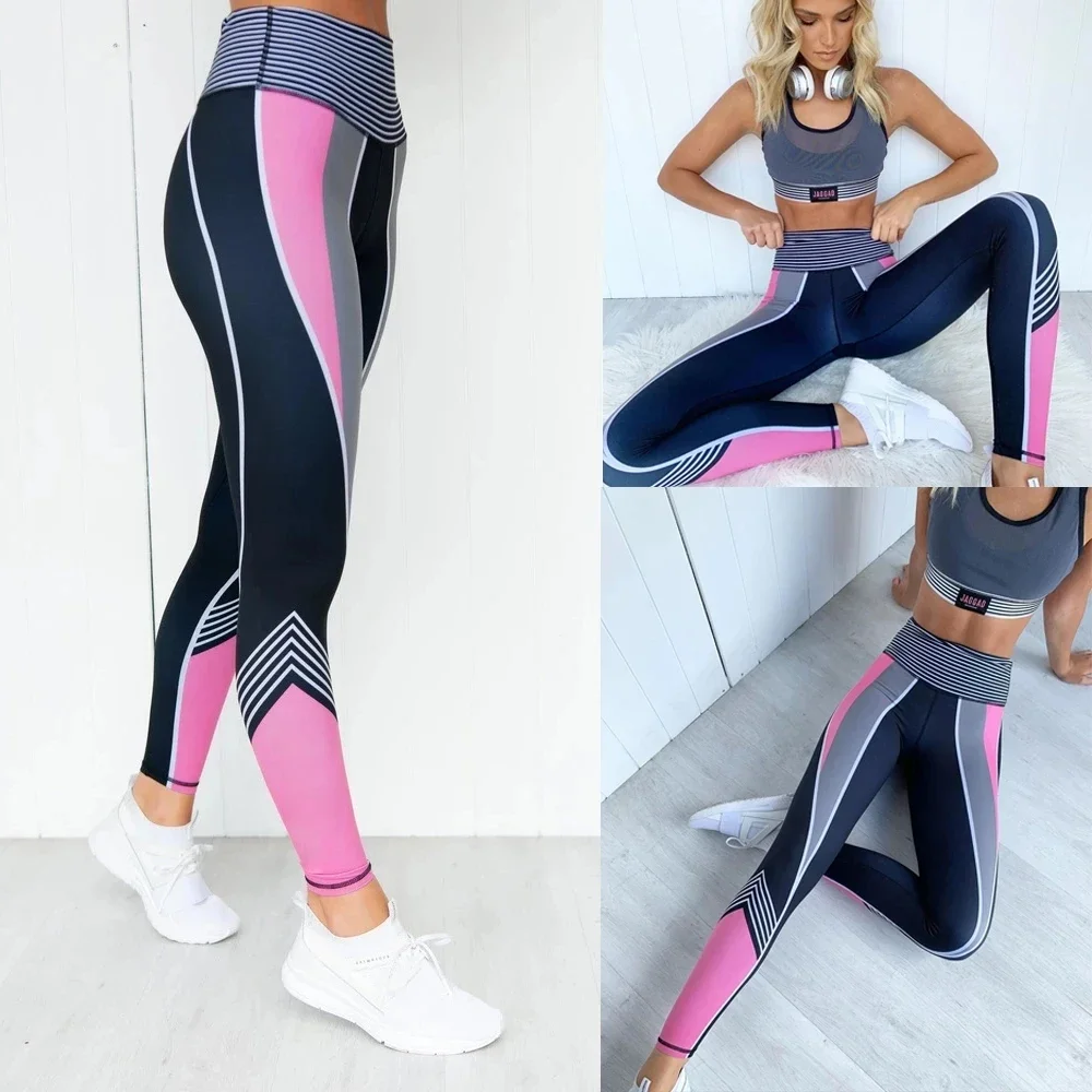 Pantalones de Yoga delgados con estampado sorpresa para mujer, mallas deportivas de lápiz inferior, pantalones de Yoga para Fitness