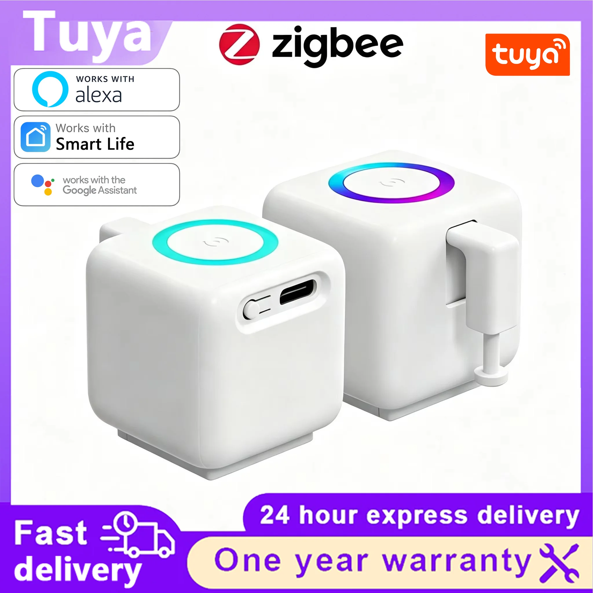 Type C Rechargeable Tuya Zigbee Smart Touch Fingerbot Plus 5V Robot Button Pusher Arm Switch Support Alexa Google Home Alice