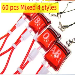 60 pcs Blood Type A B O AB Plasma Pack Blood Bag PVC Pendant DIY Jewelry Making Gift Charm Keychain Accessory Keyring