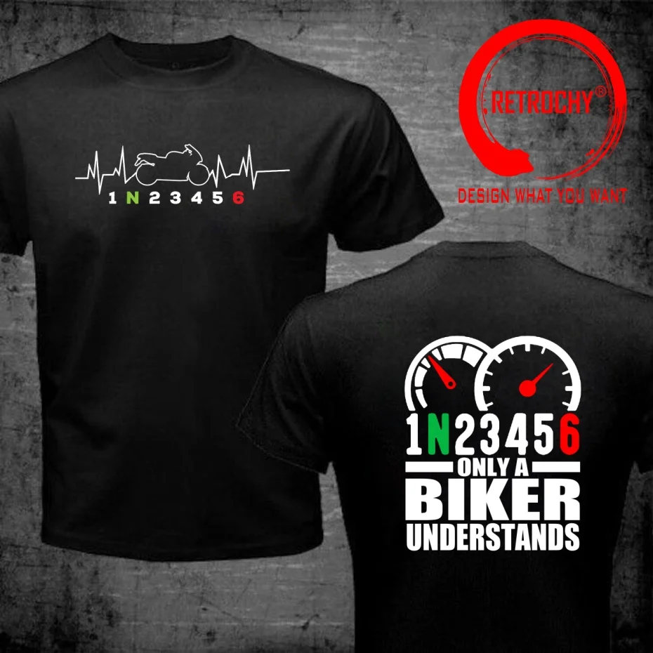 Funny Design 1N23456 Heartbeat Motorcycle Gear Biker  Shirt Men Fashion Trendy Casual Clothing Stylish Tops Tee Shirt Leisure