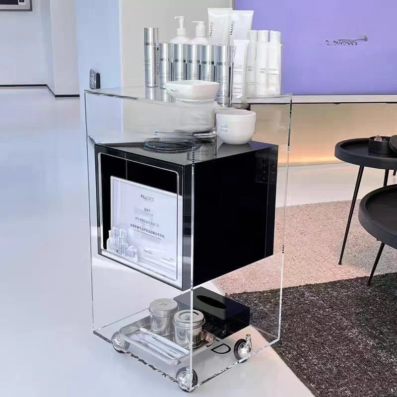 

Beauty cart Beauty salon High-grade transparent acrylic base Movable rack trolley Multi-layer tool cart