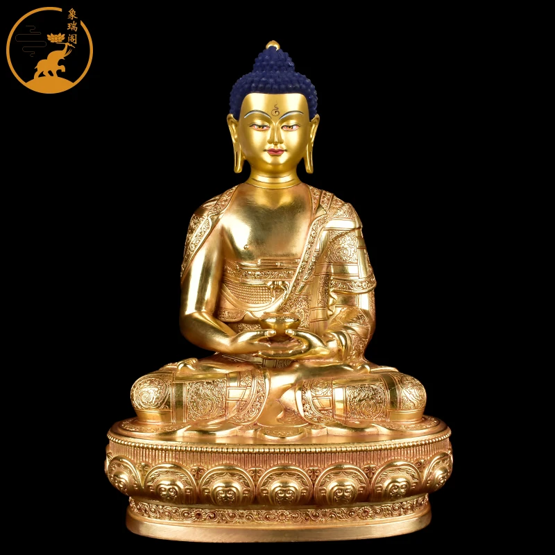 Nepal Sakyamuni bronze statue of Amitabha  Sakyamuni  Medicine  Sanbao  bronze gilt