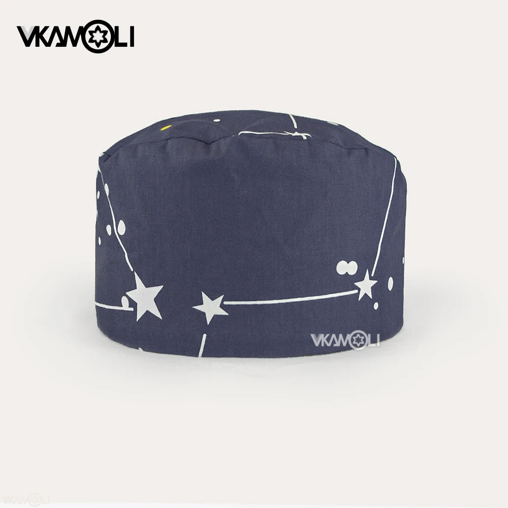 wholesale scrub hat Grey star printed surgical cap cotton nurses scrubs caps for women medicos accessories