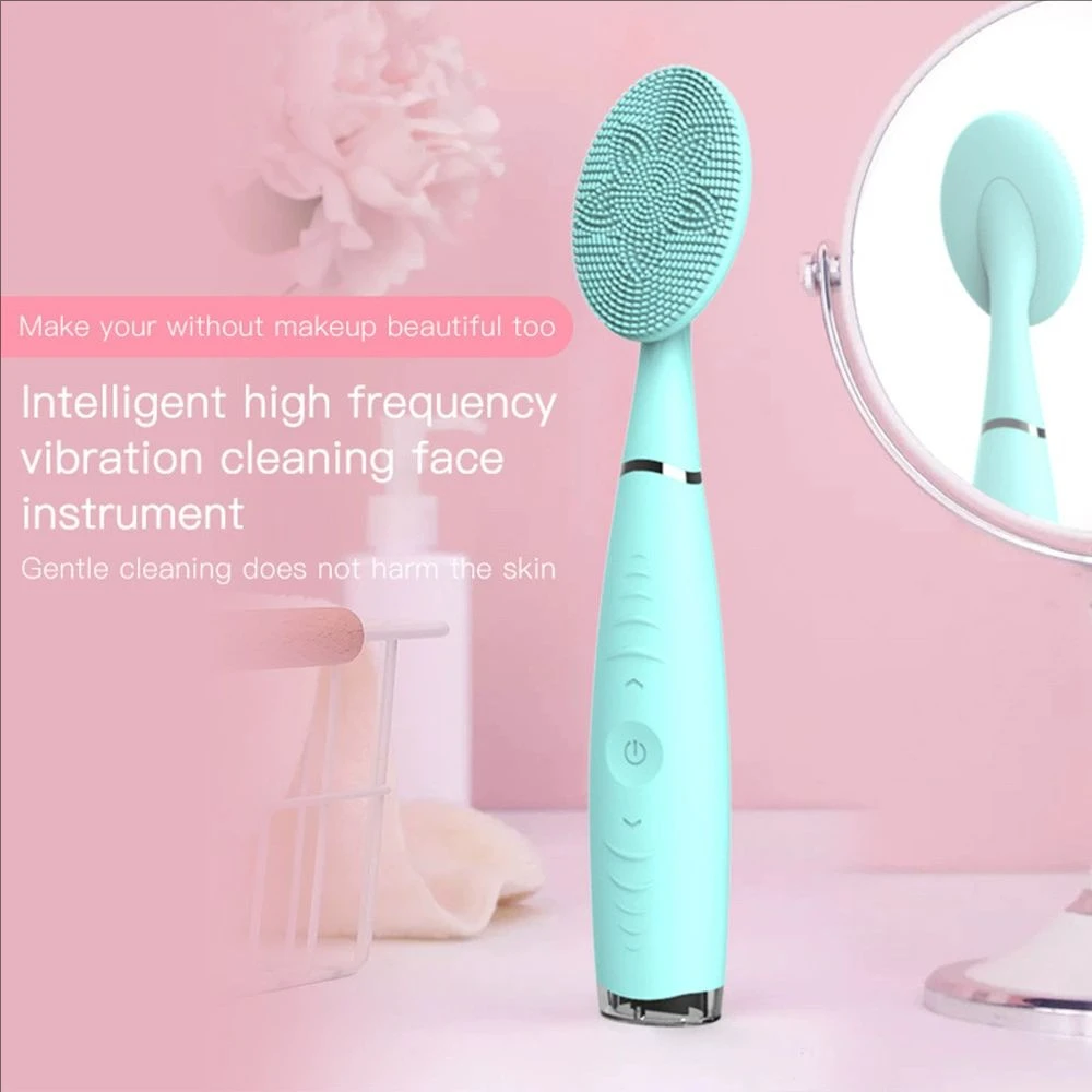 

Electric Facial Cleansing Brush Waterproof Silicone Cleansing Sonic Vibration Handheld Facial Cleaning Brush Deep Pore Cleaner