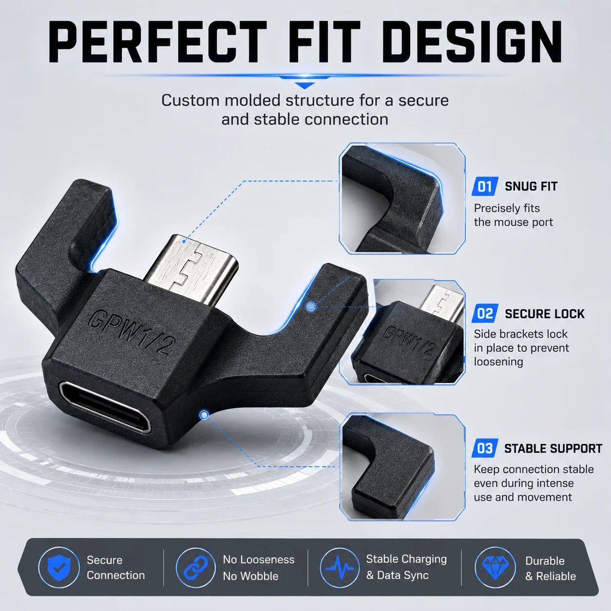 Typ-C-Adapter für Logitech G Pro Wireless / GPW GPX Superlight/G703/G903 Maus-Ladekonverter, Micro-USB-zu-USB-C-Anschluss – Detail 3