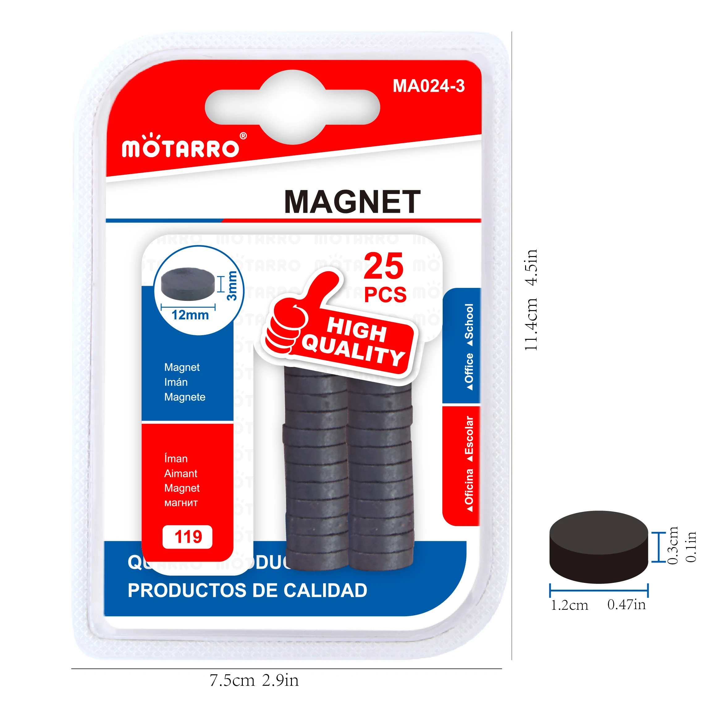 MOTARRO 25 szt. Bardzo mocne okrągłe magnesy neodymowe 12mm * 3mm małe magnesy do majsterkowania budownictwo rzemiosło naukowe i biura