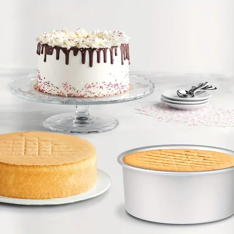 1-PCS بأكسيد جولة الصلبة أسفل كعكة عموم، 4/5/6/7/8/9/10 بوصة سبائك الألومنيوم كعكة الخبز العفن للمطبخ، الفرن، تشيز كيك، الخبز #5