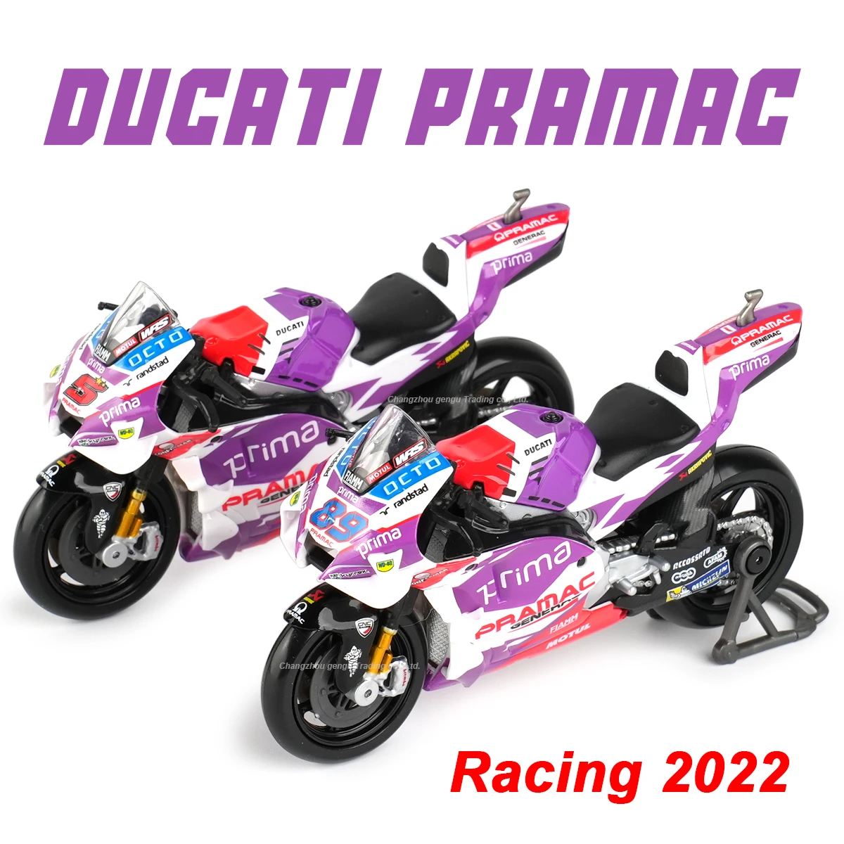 Гоночные автомобили Maisto 1:18 2022 GP Ducati Pramac, коллекционные модели гоночных автомобилей