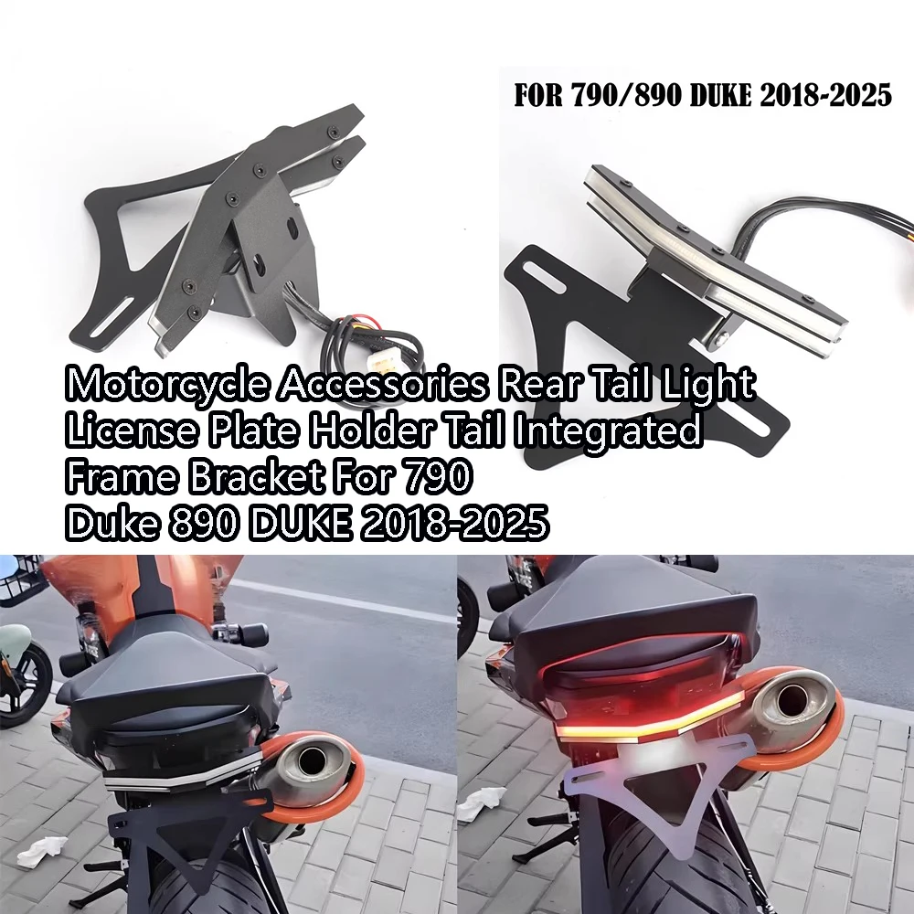 

New Motorcycle Accessories Rear Tail Light License Plate Holder Tail Integrated Frame Bracket For 790 Duke 890 DUKE 2018-2025