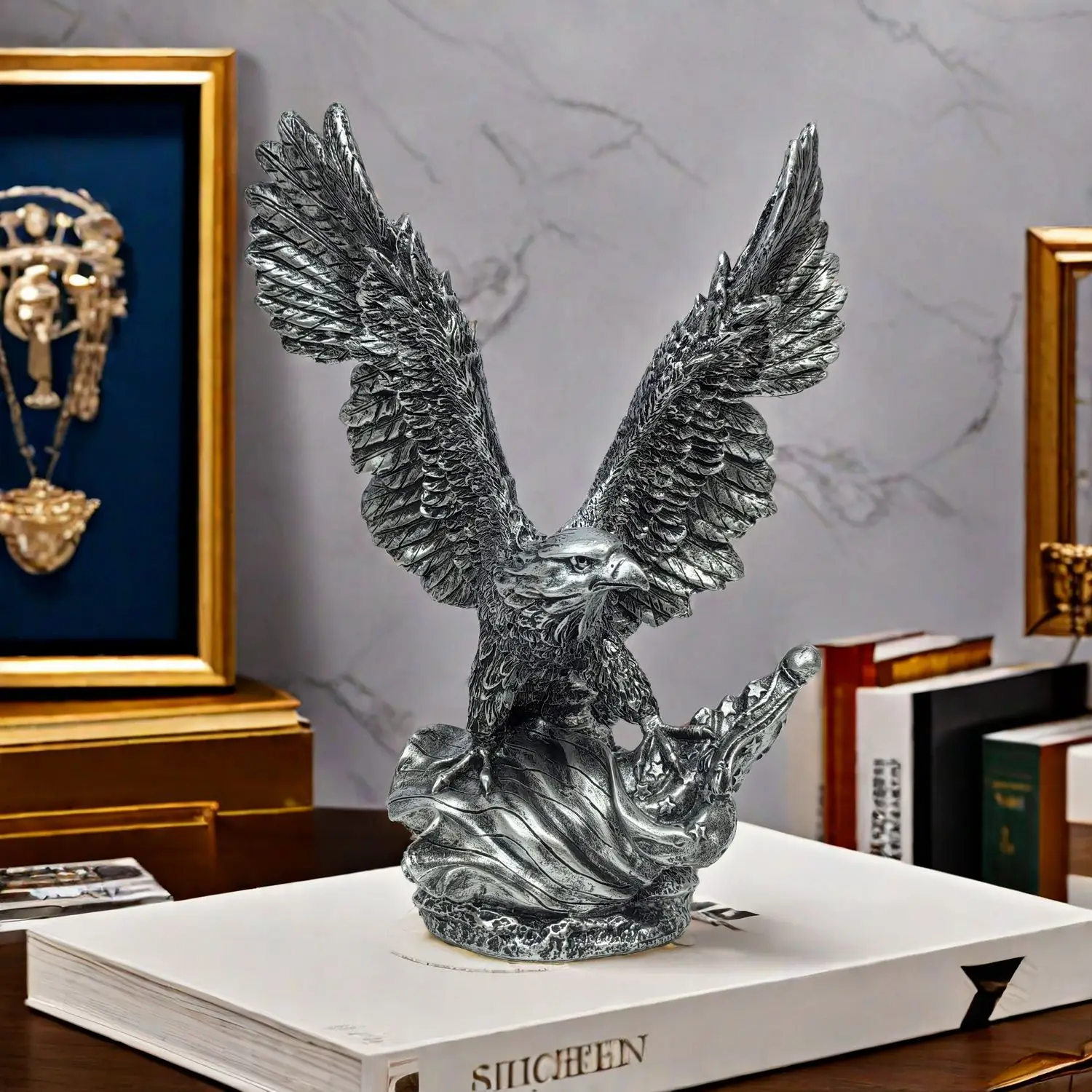 American Style Eagle Wings Statue Resin Animal Ornament Grand Exhibition Opening Home Furnishings for Office  Home Decor