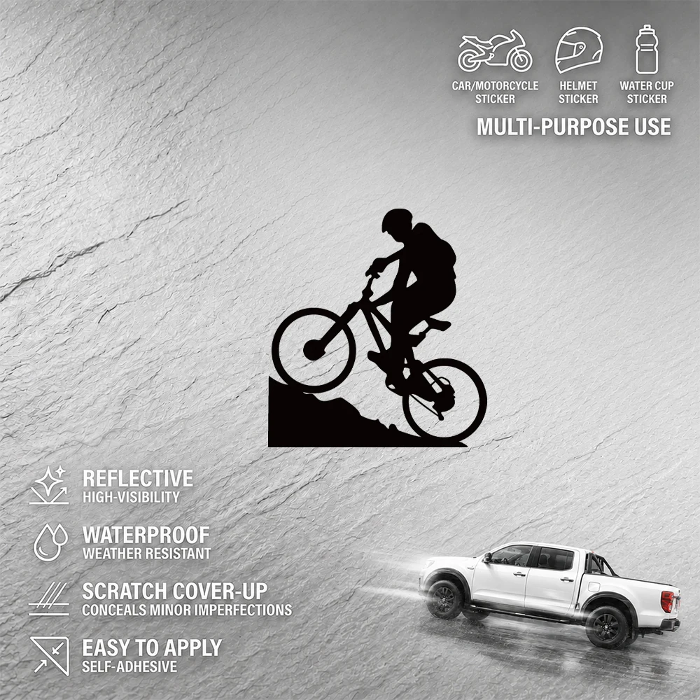 Mountain Biker Silhouette Sticker Waterproof Car Motorcycle Helmet Decal Scratch Cover-up Self-Adhesive Vinyl for Laptop Window
