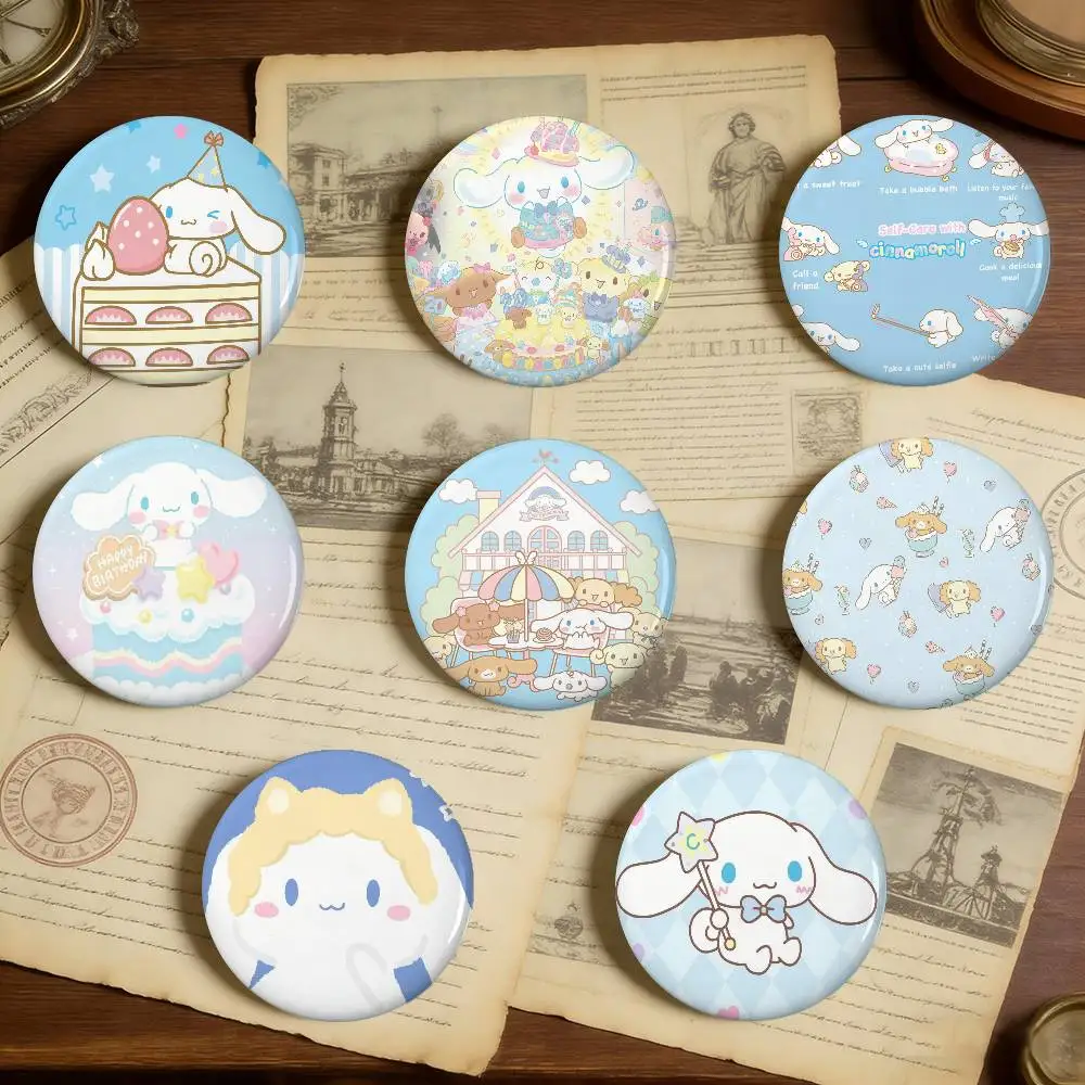 Cartoon C-Cinnamorolls Badges Peripheral Lapel Pins Tinplate Round Brooch For Shoulder Bag Accessories Souvenir Gifts