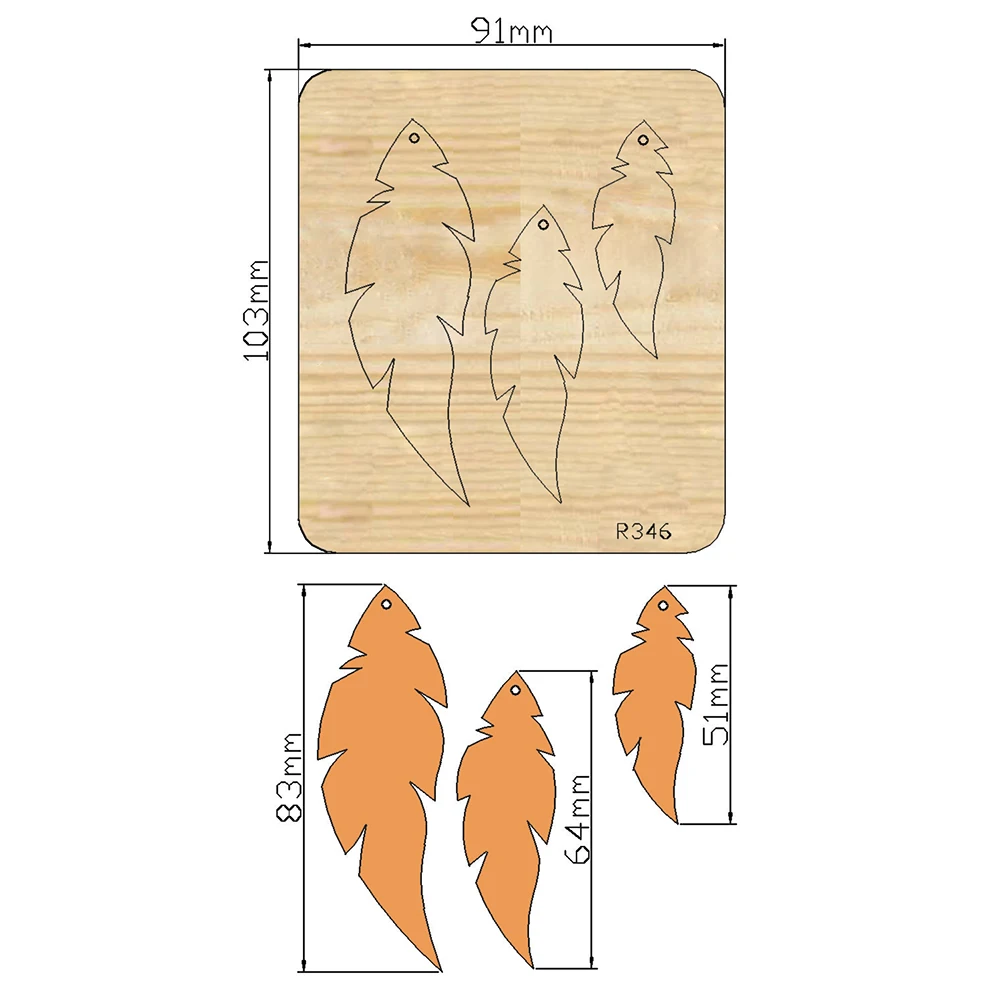 

Перо серьги деревянные Вырубные штампы Скрапбукинг Декор для дома DIY подходит для рынка универсальная режущая машина/R346