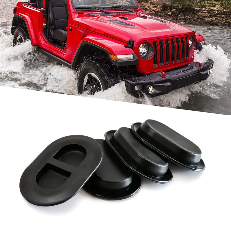 

4Pcs Car Floor Pan Drain Plug Mat Drain Rubber Stopples Hole Cover for Jeep Wrangler JK JL 2014-2024