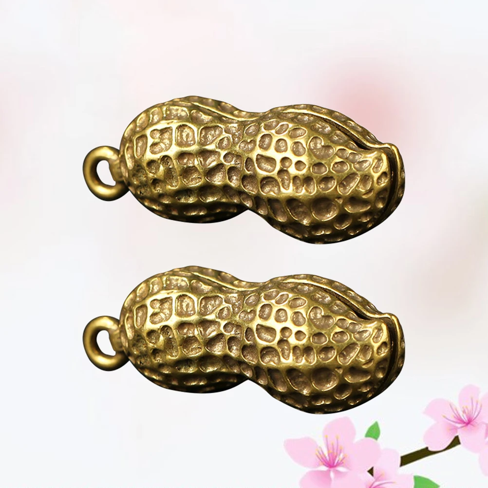 

2pcs Copper Keychain Pendant Durable Fashionable Decorative Bag Car Hanging Ornament Brass Key Ring Decor Accessories