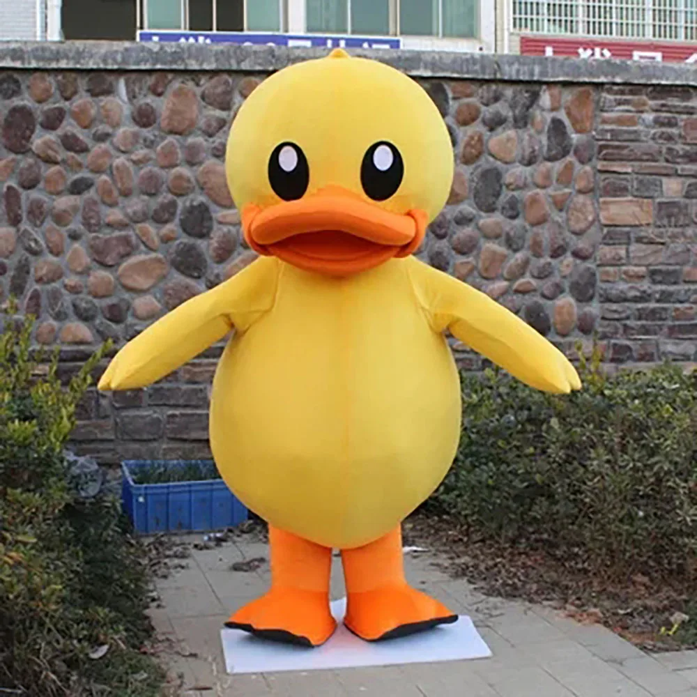 Disfraz de muñeco de dibujos animados de Mascota de pato amarillo pequeño, juego de rol de pato de película de Anime, accesorios de actuación para fiesta de Carnaval de Halloween