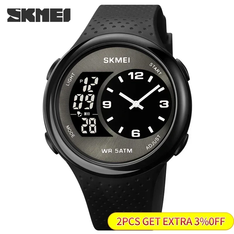 SKMEI1899 Mens Multifunctional Chronograph Calendar Wristwatch Clock reloj hombre Creative 3 Time Back Light Digital Sport Watch