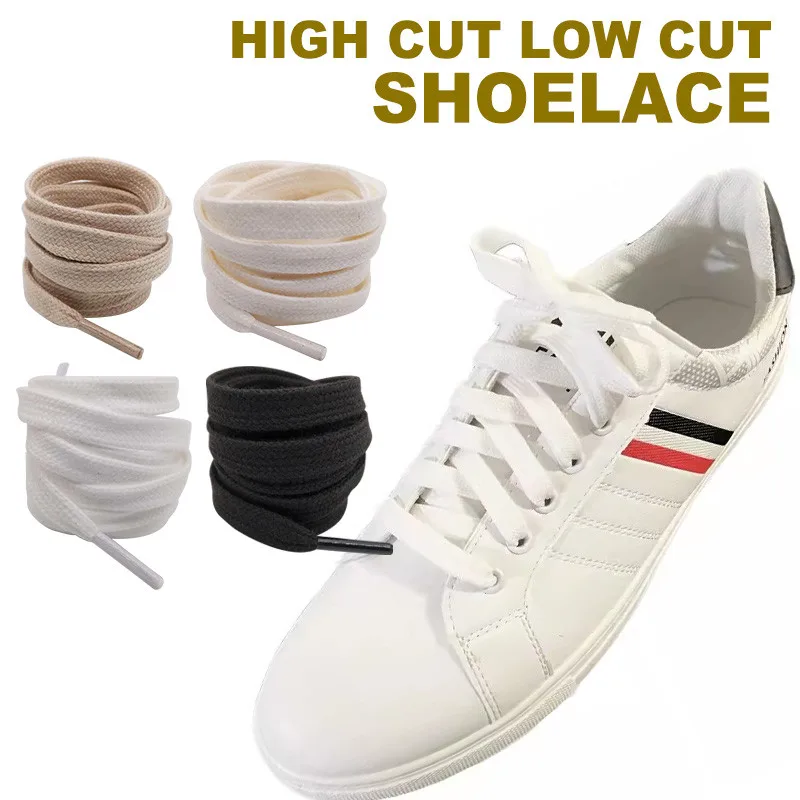 1Pair Flat Shoe Laces For Canvas Sneakers Shoelaces Athletic Running Shoes Boot Strings Solid Double White Black Shoestrings