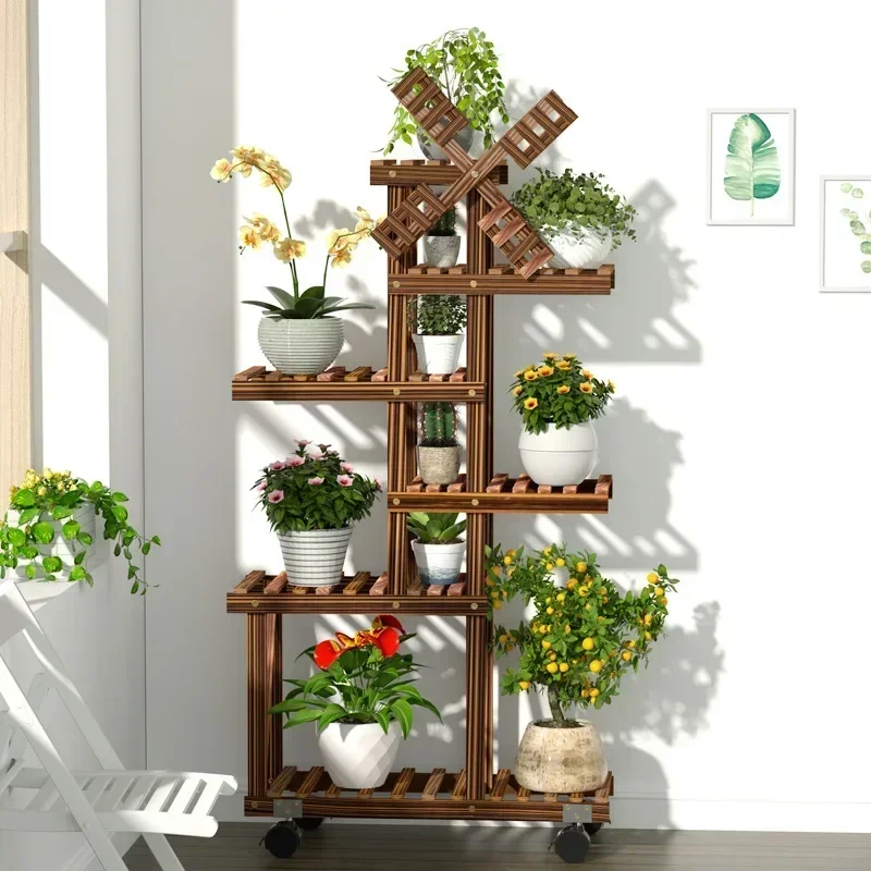 

Vintage Wood Plant Stand Balcony Flower Pot Ladder Shelf Outdoor Garden Planter Indoor Plants Pots Home Storage Rack Decor