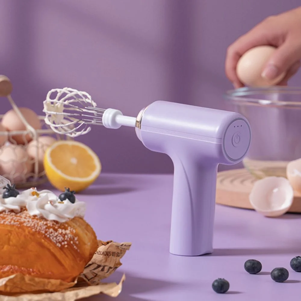

Handheld Wireless Electric Egg Beater Replaceable Whisk Head Rechargeable Cream Whisk 3 Speed Cream Whipper Kitchen