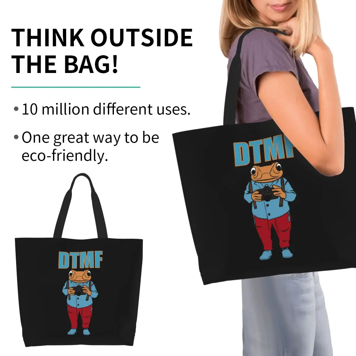 Bad Bunny DTMF Debi Tirar Mas Fotos Shopping Tote Bag Canvas Large Capacity Shoulder Bags Shopper Grocery Handbag for Women