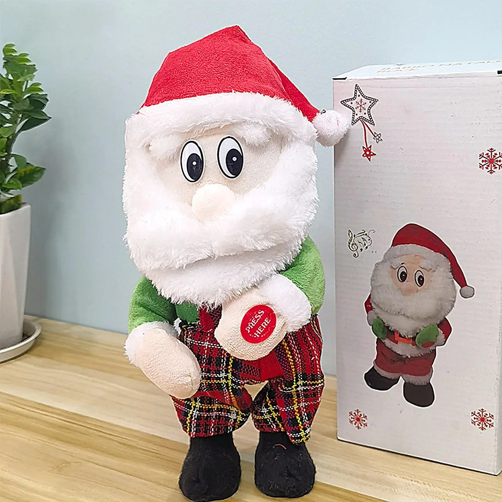 Dancing Santa Claus Toy Interactive Electric Musical Dancing Plush Figures Booty Shaking Santa Claus For Home Living Room